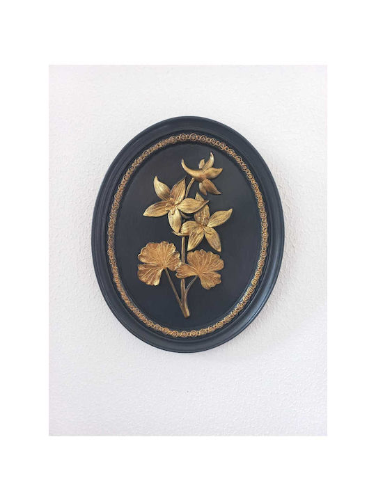 Stewehome Oval Painting Details Gold Aztec Black Anthracite Black 21x17 Cm