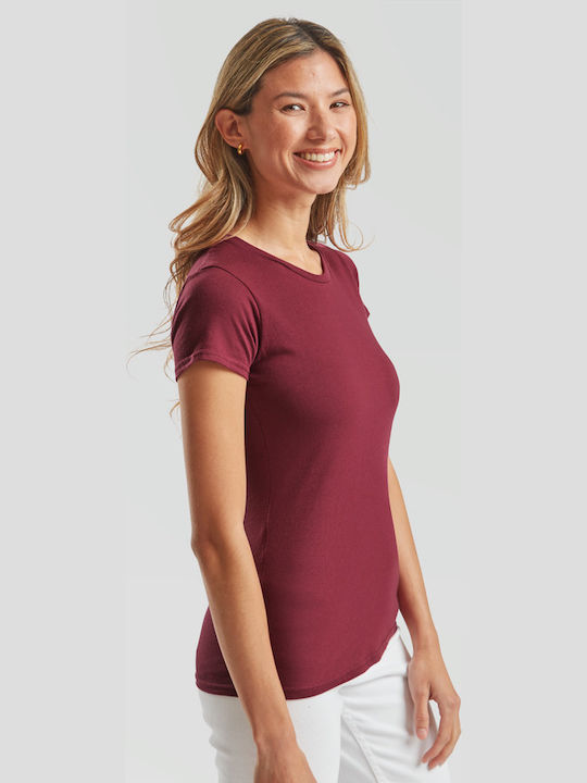 Fruit of the Loom Γυναικείο Διαφημιστικό T-shirt Κοντομάνικο Burgudy