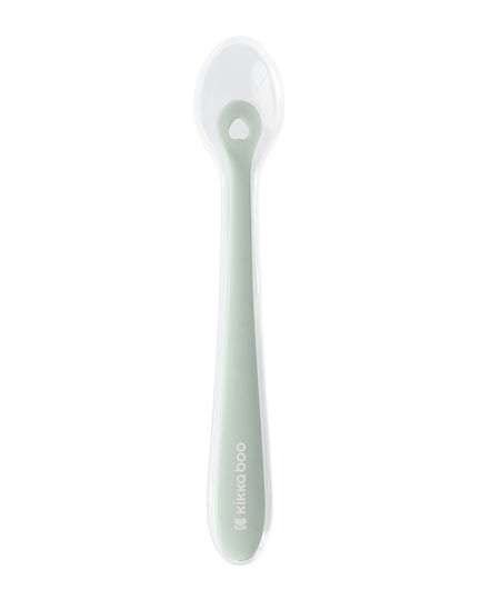 Kikka Boo Lingură pentru Bebeluși Boo din Silicon cu Carcasă pentru 4+ Luni Verde