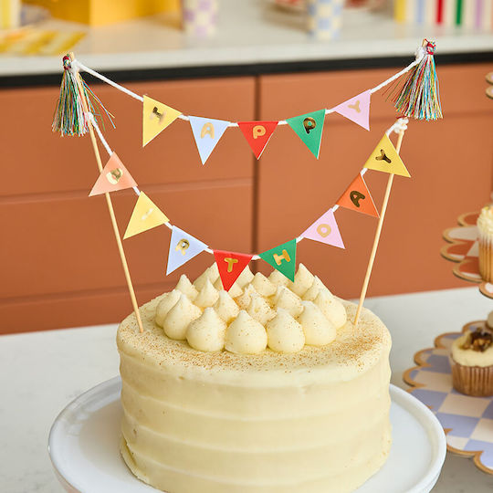 Διακοσμητικά Σημαιάκια Τούρτα "happy Birthday" Πολύχρωμα Playful Brights