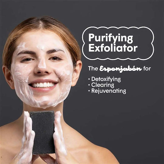 2 In 1 Bath Sponge Built-in Soap Activated Charcoal Purifying Exfoliating Effect Esponjabon 120 Gr