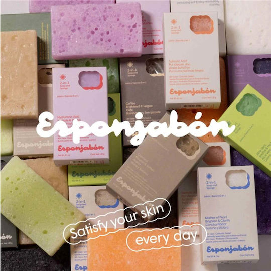 2 In 1 Bath Sponge Built-in Soap Activated Charcoal Purifying Exfoliating Effect Esponjabon 120 Gr