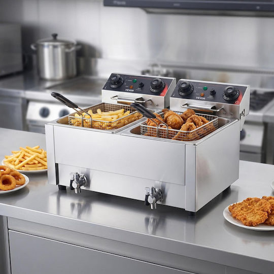 Vevor Ηλεκτρική Φριτέζα Διπλή 5kW Χωρητικότητας 2x14lt