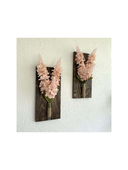 SteweHome Κρεμαστό Διακοσμητικό Ροζ από Ξύλο 30x14cm 2τμχ