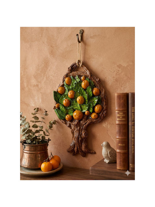 SteweHome Hanging Handmade Orange Decorative Item from Ceramic Material 28x18cm