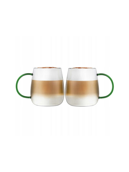 Vialli Design Set of Glasses Made of Glass in Green Colour 400ml 2 Pieces