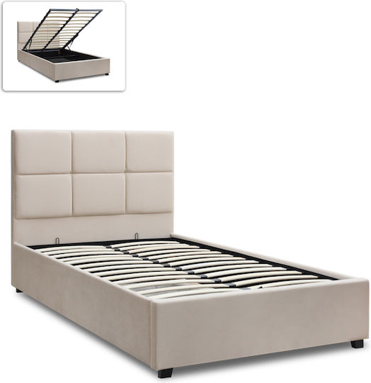 Kingston Pat Single cu Spațiu de Stocare pentru Saltea 100x200cm Crem Kingston Pat Single cu Spațiu de Stocare pentru Saltea 100x200cm Crem