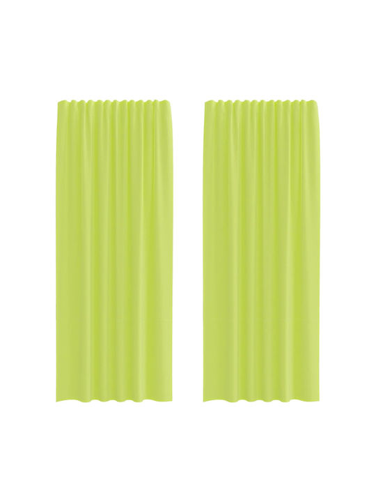 vidaXL Set Perdele cu Bretele Verde Măr 140x245cm