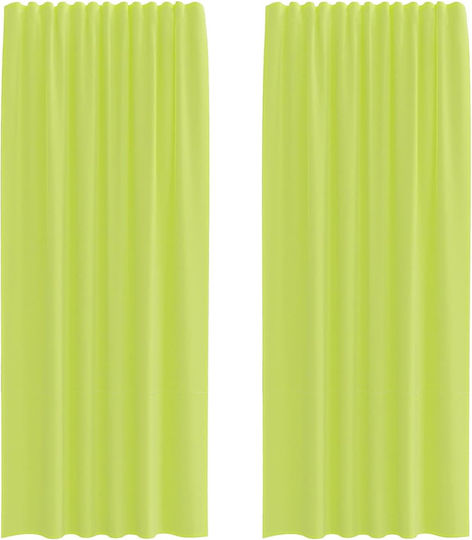 vidaXL Set Curtains with Tab Tops Apple Green 140x245cm