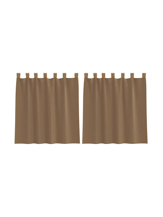 vidaXL Set Window Curtains with Tab Tops Light Brown 140x140cm