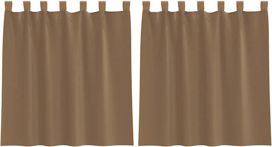 vidaXL Set of Window Curtains with Tab Top Voile Light Brown 140x140cm
