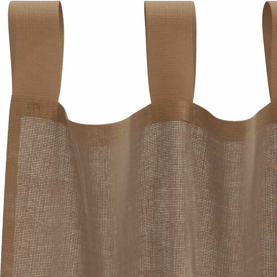 vidaXL Set of Window Curtains with Tab Top Voile Light Brown 140x140cm