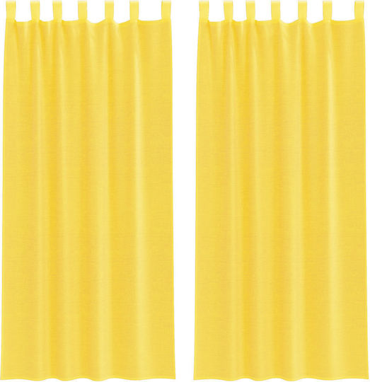 vidaXL Set Perdele Cu Bretele Voile Galbene 140x245cm