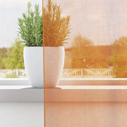vidaXL Set Curtains Window with Tab Top Voile Orange 140x175cm