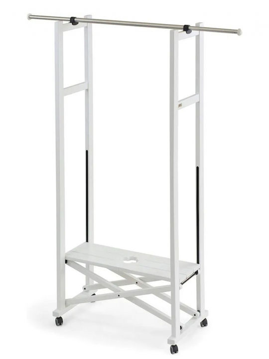 Arredamenti Italia Сгъваема Дървена Подова Закачалка Бяла 140x37x168cm Arredamenti Italia Сгъваема Дървена Подова Закачалка Бяла 140x37x168cm