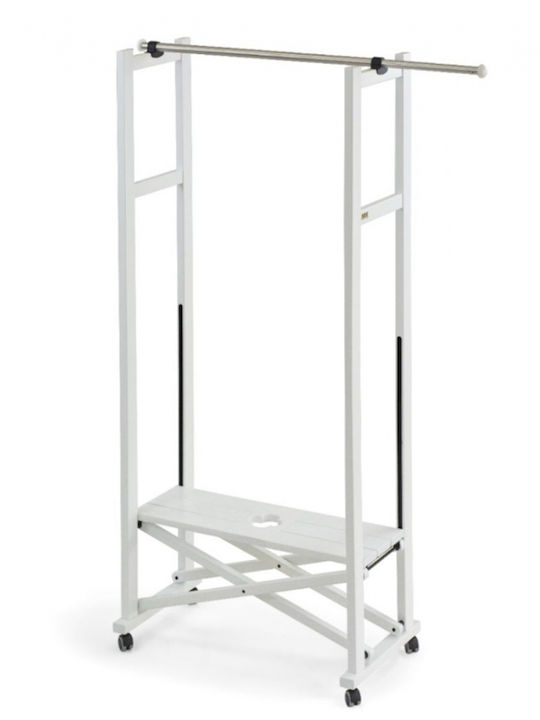Arredamenti Italia Floor Garment Rack Wooden Foldable White 140x37x168cm