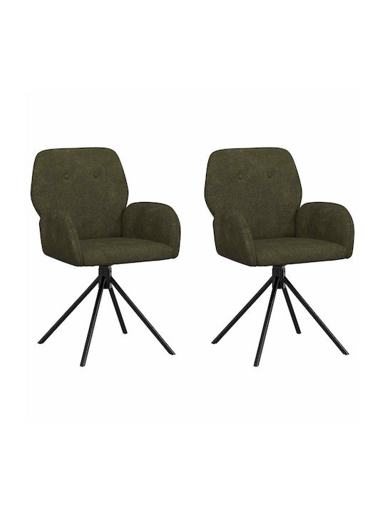 Dining Armchairs With Genuine Leather Green 2 Pieces 54x55x86cm