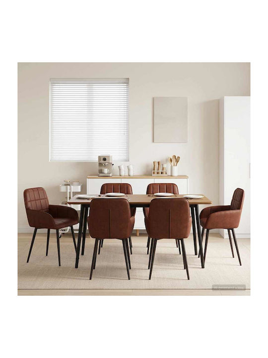 Dining Armchairs With Brown Artificial Leather Upholstery 6 Pieces 57x50x85cm