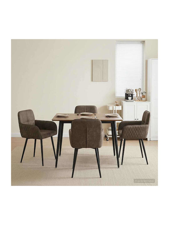 Ess- und Küchenstühle mit Echtes Leder Gray 4Stücke 59x56.5x85cm