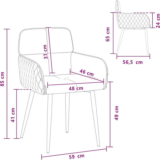 Dining Armchairs With Genuine Leather Grey 4 Pieces 59x56.5x85cm