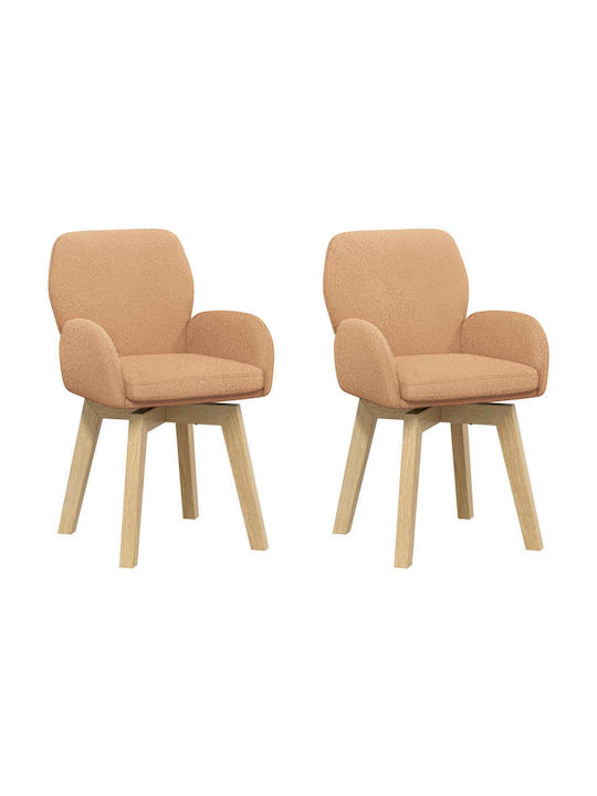 Dining Armchairs With Beige Fabric Upholstery 2 Pieces 54x58x87cm
