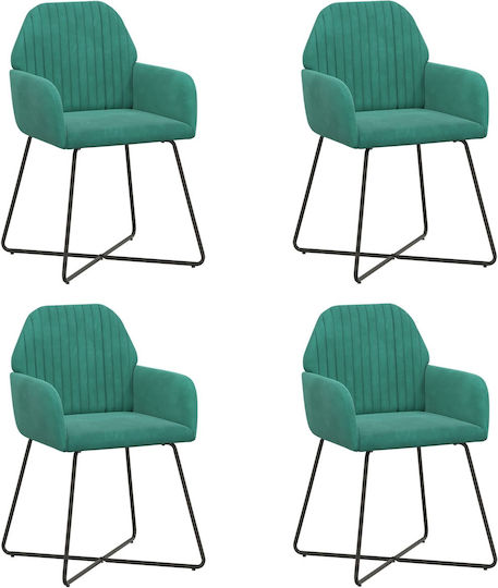 Velvet Turquoise Dining Armchairs 4 Pieces 55x50x84 cm