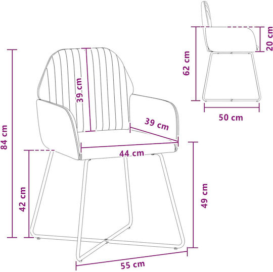 Velvet Black Dining Armchairs 2 Pieces 55x50x84 cm