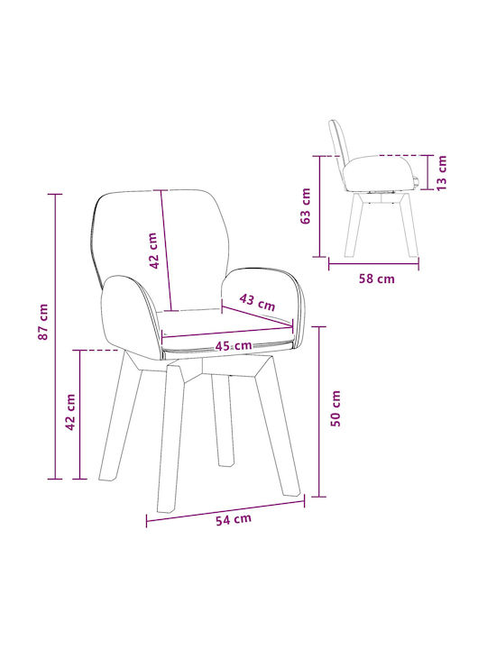 Dining Armchairs With Beige Fabric Upholstery 2 Pieces 54x58x87cm