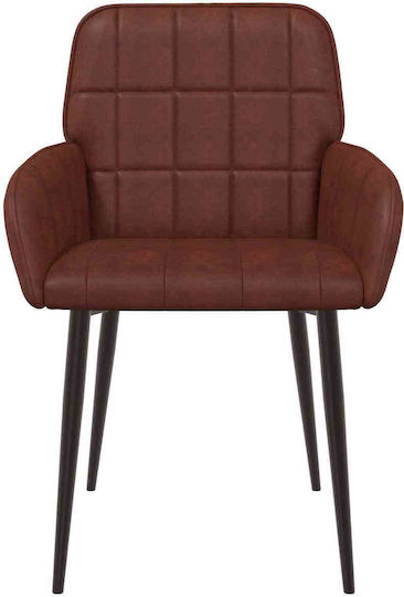 Dining Armchairs With Brown Artificial Leather Upholstery 2 Pieces 57x50x85cm
