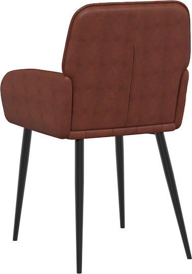 Dining Armchairs With Brown Artificial Leather Upholstery 2 Pieces 57x50x85cm