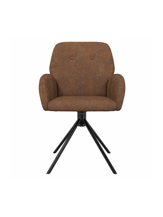 Dining Armchairs With Genuine Brown Leather 2 Pieces 54x55x86cm