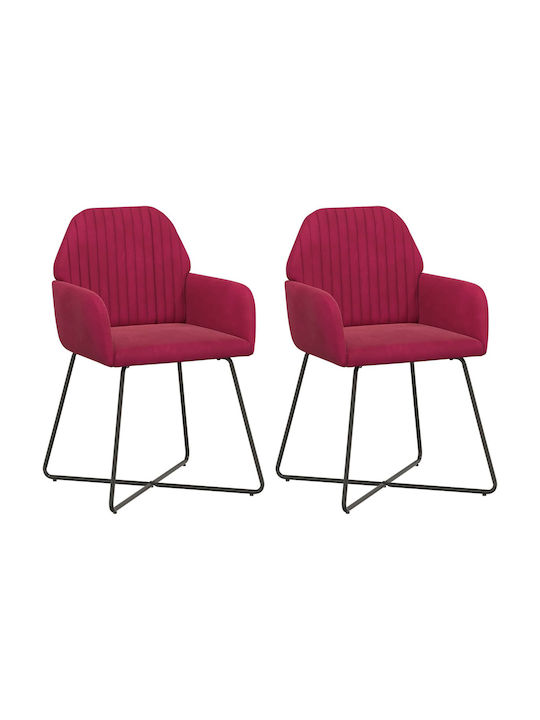 Velvet Red Dining Armchairs 2 Pieces 55x50x84cm