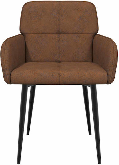 Ess- und Küchenstühle mit Echtem Leder Braun 2Stücke 59x56.5x85cm
