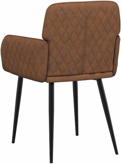 Ess- und Küchenstühle mit Echtem Leder Braun 2Stücke 59x56.5x85cm
