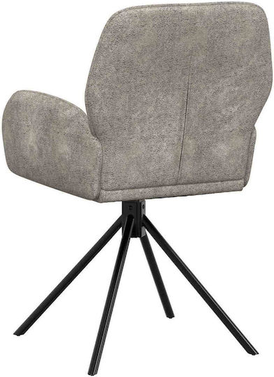Dining Armchairs With Genuine Grey Leather 4 Pieces 54x55x86cm