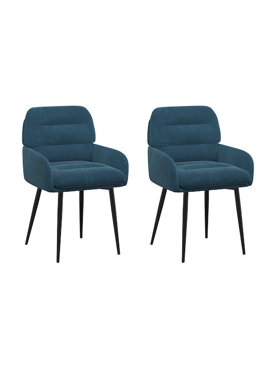 Samt Ess- und Küchenstühle Blau 2 Stück 59x59.5x90cm