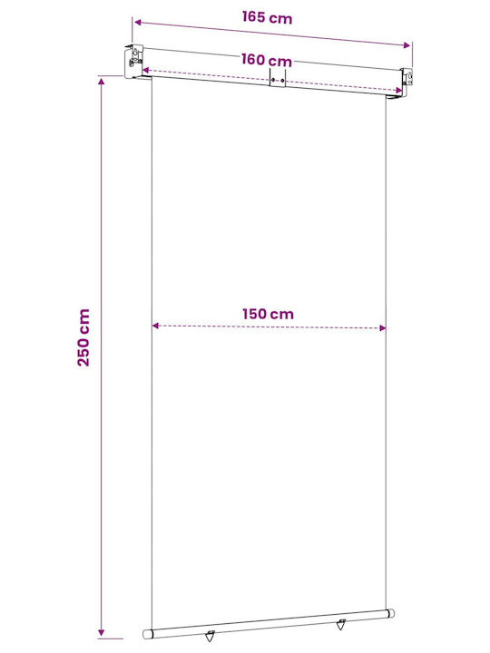 vidaXL Rola De Protecție Solară Sideway Terasă Maro 1.6x2.5m