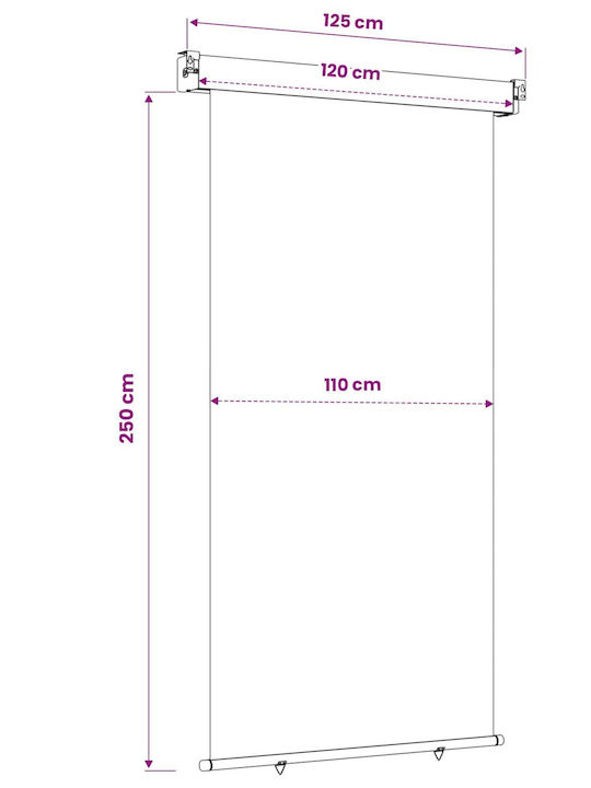 vidaXL Seitliche Markise Terrasse Grau 1.17x2.5m