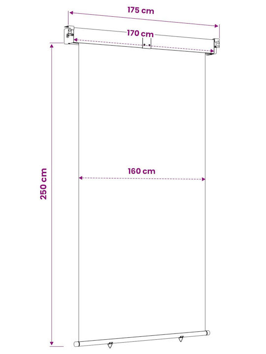 vidaXL Seitliche Markise Terrasse Grau 1.7x2.5m