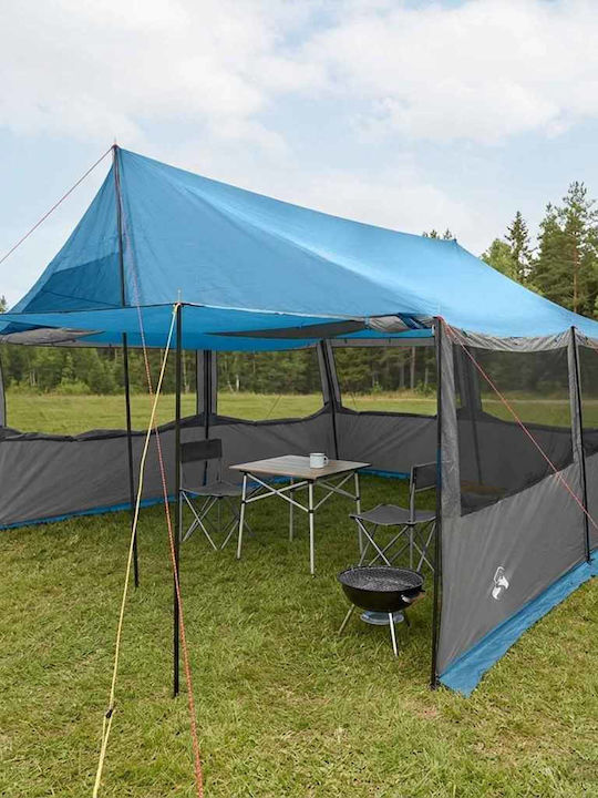 vidaXL Сгъваема Градинска Беседка Синя 4.5x4m