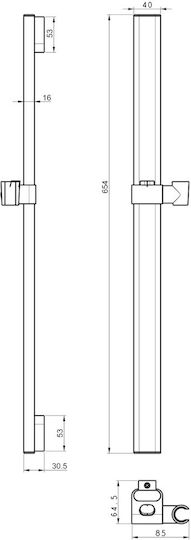 Imex Dusch-Schiebeschiene Mit Quadratischer Basis Für Smartphone Stab Halterung Schwarz 65,4cm