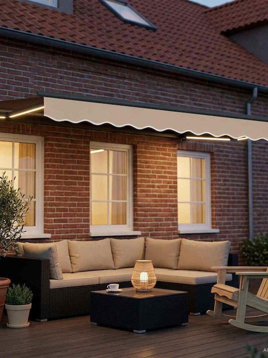 vidaXL Terrace Tent with LEDs Beige 2.5x2m