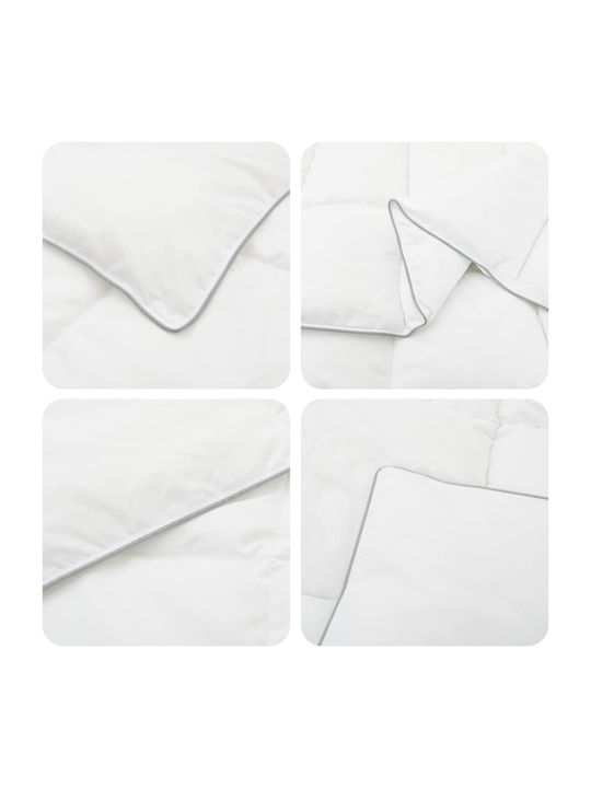 vidaXL Set Quilt Single 155x200cm White 350 GSM