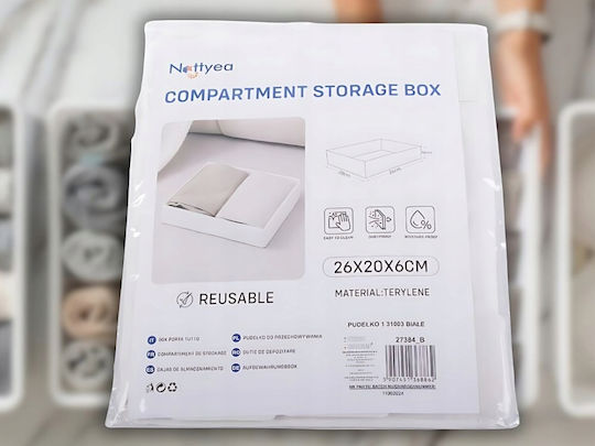 Fabric Storage Box for Clothes Underwear Socks Ties in White Colour 26x20x6cm