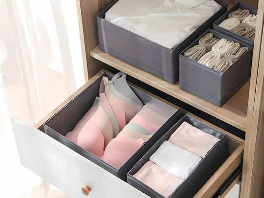 Fabric Storage Box for Underwear / Clothes / Shoes in Grey Colour 28x28x10cm