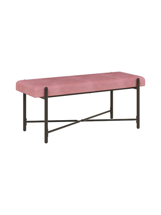 Velvet Upholstered Bench Stool Pink 46x110x40cm