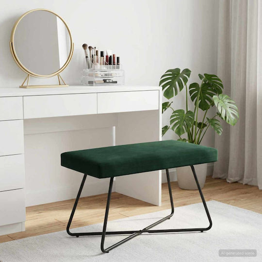 Taburet Tapițat Cu Catifea Verde Închis 80x40x45cm