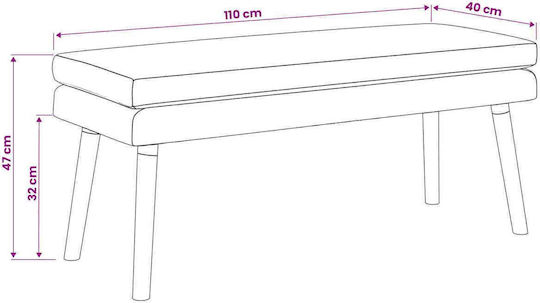 Stoff-Tabouret Mit Rosa Bezug 110x40x47cm