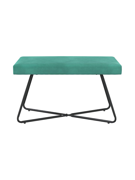 Velvet Upholstered Bench Stool Turquoise 80x40x45cm