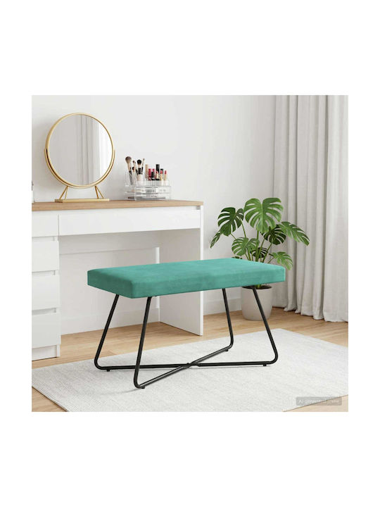 Velvet Upholstered Bench Stool Turquoise 80x40x45cm